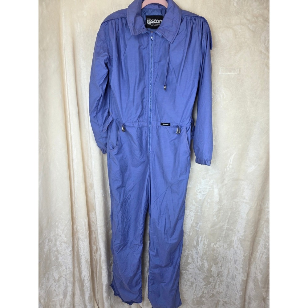 Vintage Lescan Aspen‎ Colorado Ski Suit Blue Jumpsuit Mens 12 Made in USA Retro